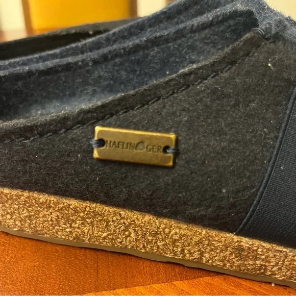 NWOT Haflinger Magic Wool Felt clog slippers 40 navy blue 100% wool - Picture 7 of 8